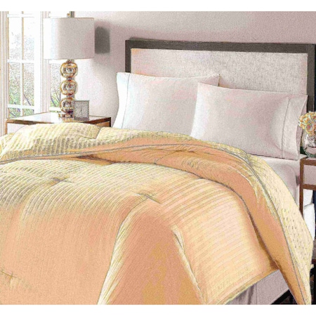 350 Thread Count Down Fiber Damask Stripe Comforter, Ivory, Full/Queen